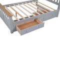 Full Size Wood Platform Bed With Two Drawers And Wooden Slat Support,Gray Natrual Gray Wood