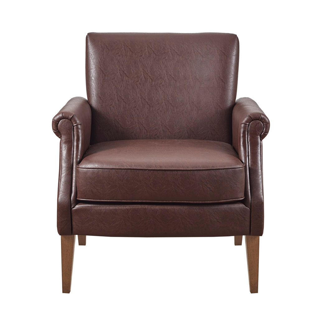 Faux Leather Accent Arm Chair Brown Polyester