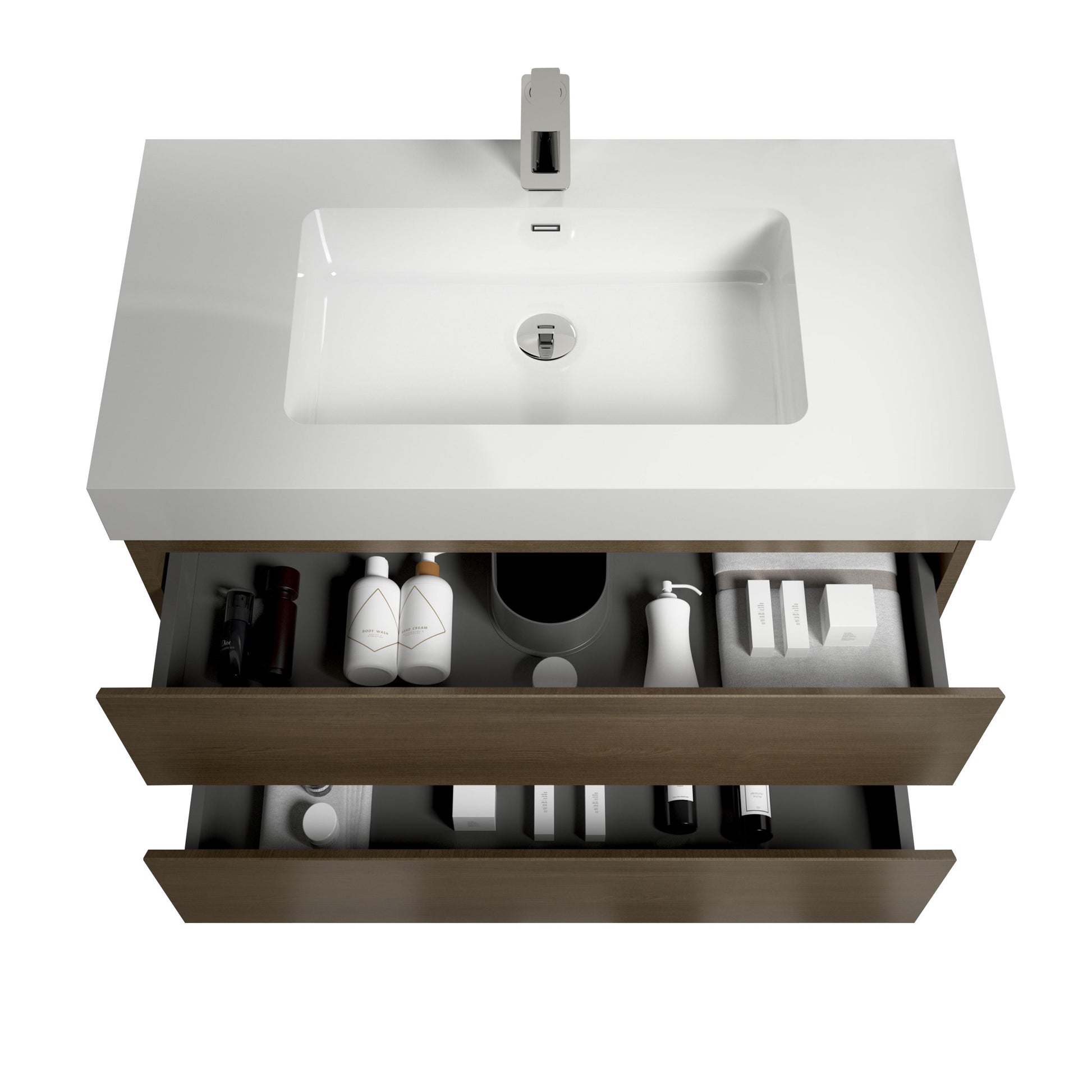 U Wall For Bathroom Vanity Drawer Fitting Around The Plumbing Dark Grey Abs