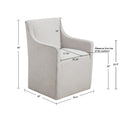 Slipcover Dining Arm Chair With Casters Grey Polyester