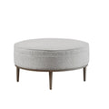 Upholstered Round Cocktail Ottoman With Metal Base 34