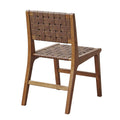 Faux Leather Woven Dining Chairs Set of 2