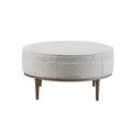 Upholstered Round Cocktail Ottoman With Metal Base 34