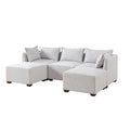 Modular Ottoman Ivory Polyester
