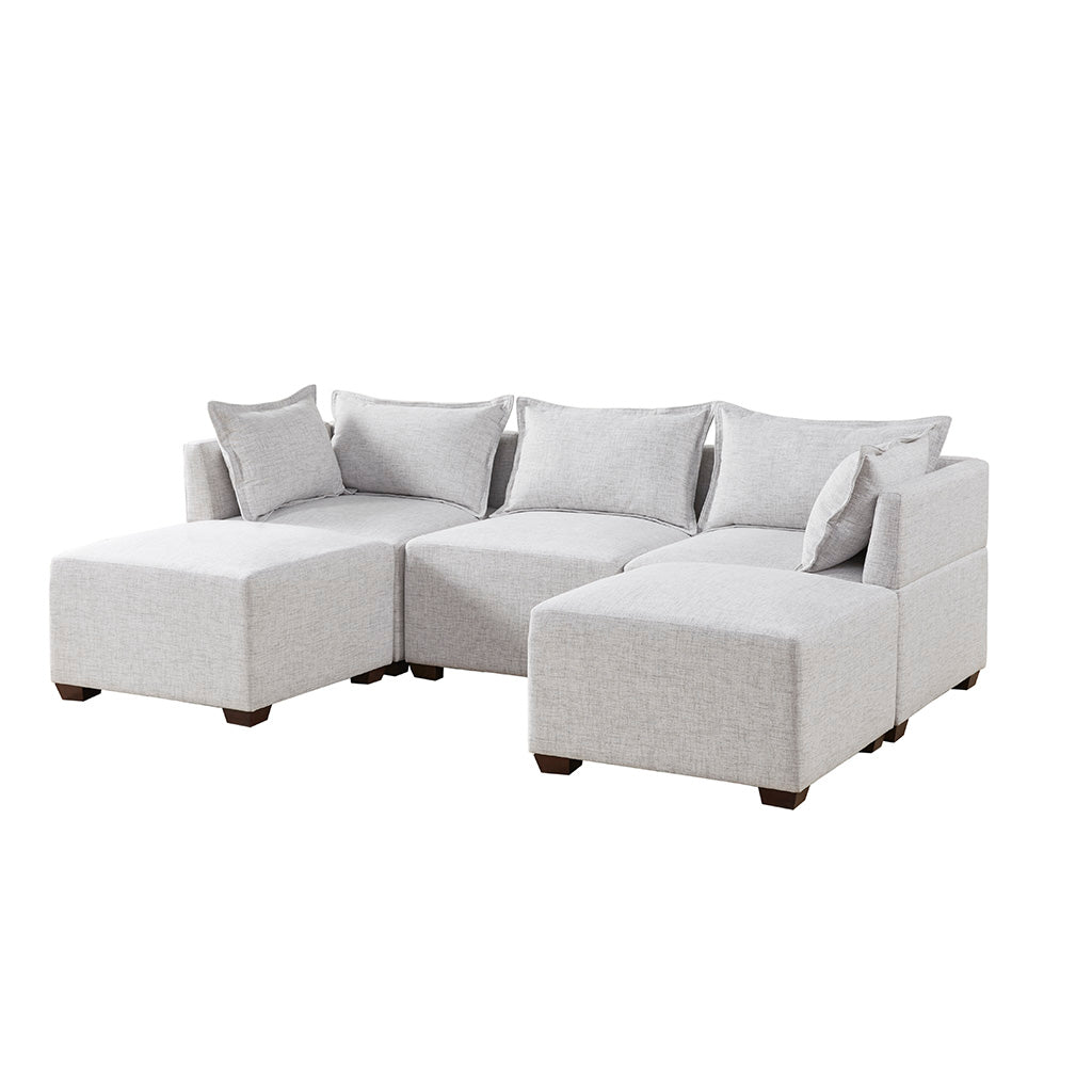 Modular Ottoman Ivory Polyester