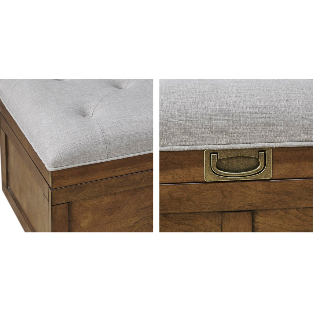 Wood And Upholstered Soft Close Storage Bench Brown Tan Solid Wood