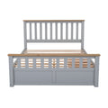 Queen Size Wood Platform Bed With Two Drawers And Wooden Slat Support,Gray Natrual Gray Wood