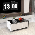 Modern Smart Coffee Table with Built in Fridge, Outlet white-built-in outlets or usb-primary living