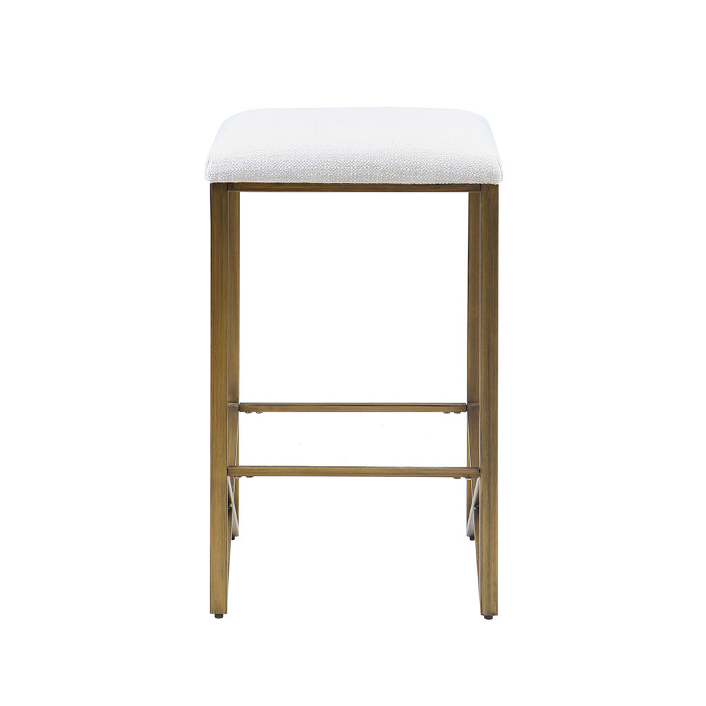 Backless Upholstered Counter Stool 26"H Ivory Wood