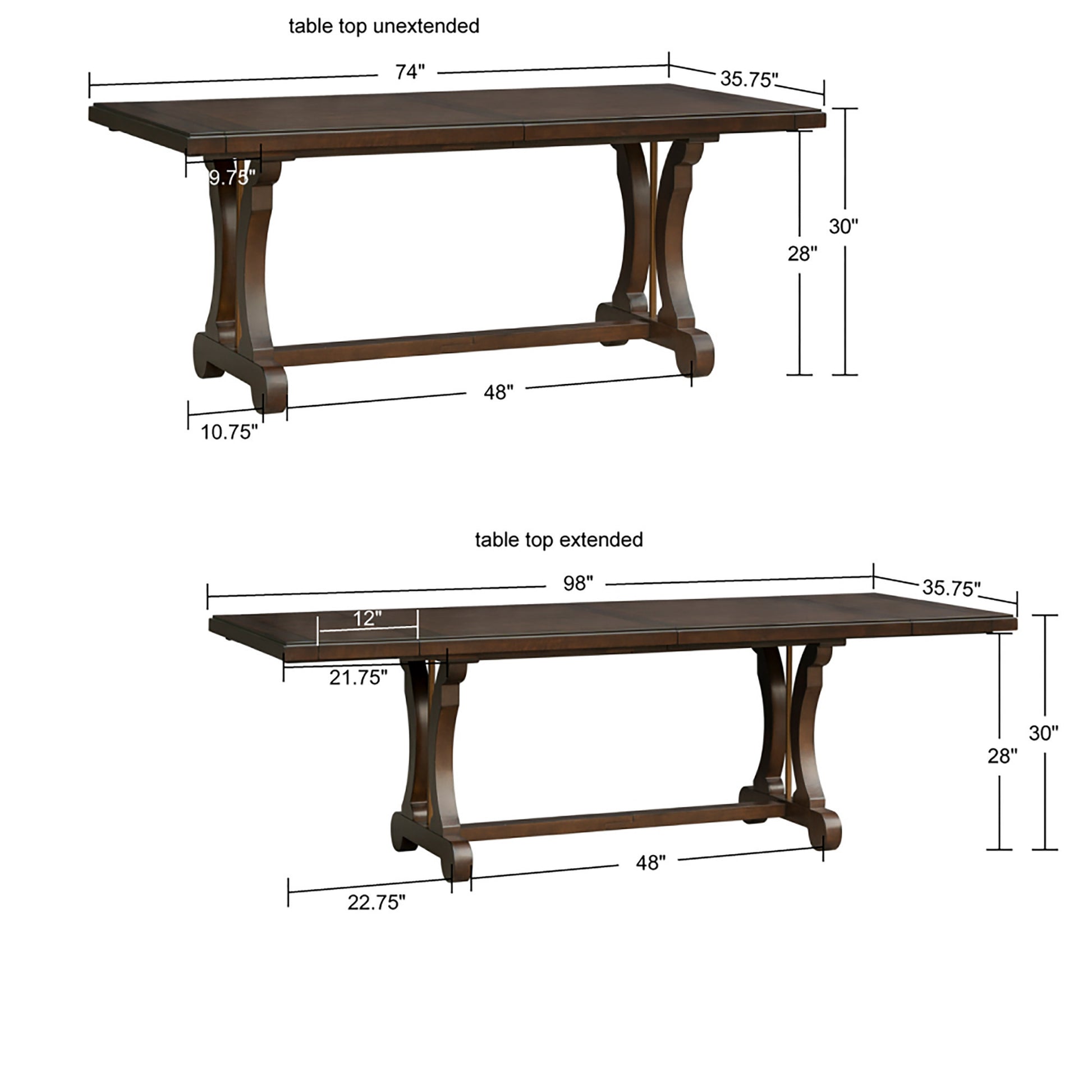 Rectangle Extension Dining Table Brown Wood