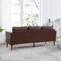 Small Sofa Couch 76.97 In . Brown 3 Seat Comfy Couches For Living Room, Mid Century Modern Couch With Iron Wood Structuresoft Cushion Sofa For Home Office Apartment Brown Foam Pu