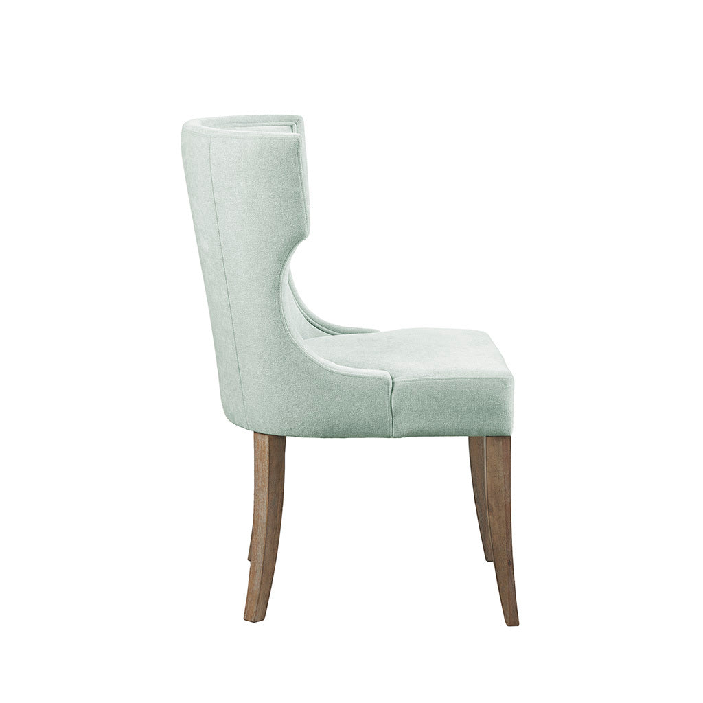 Upholstered Wingback Dining Chair Light Sage Green Polyester