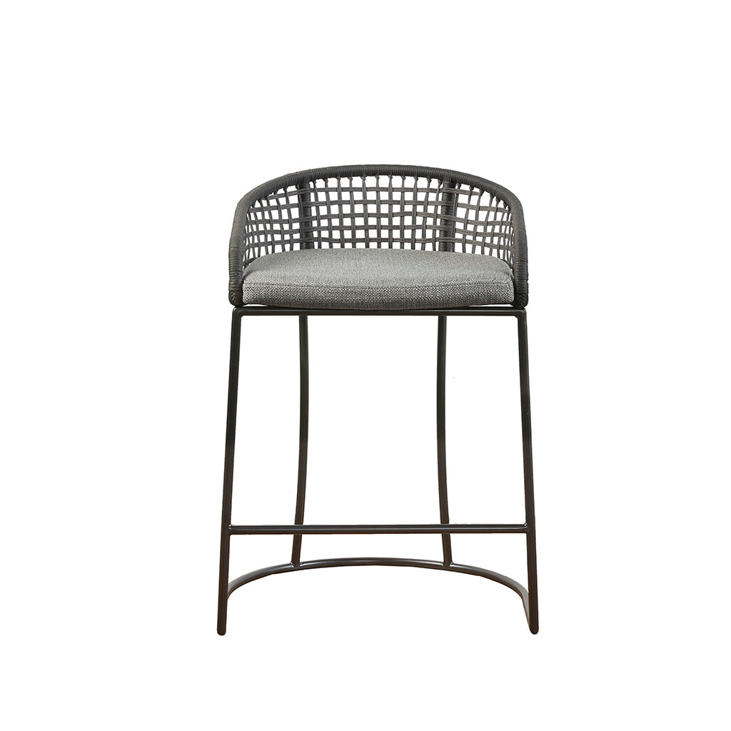 Woven Counter Stool 25" Dark Gray Metal