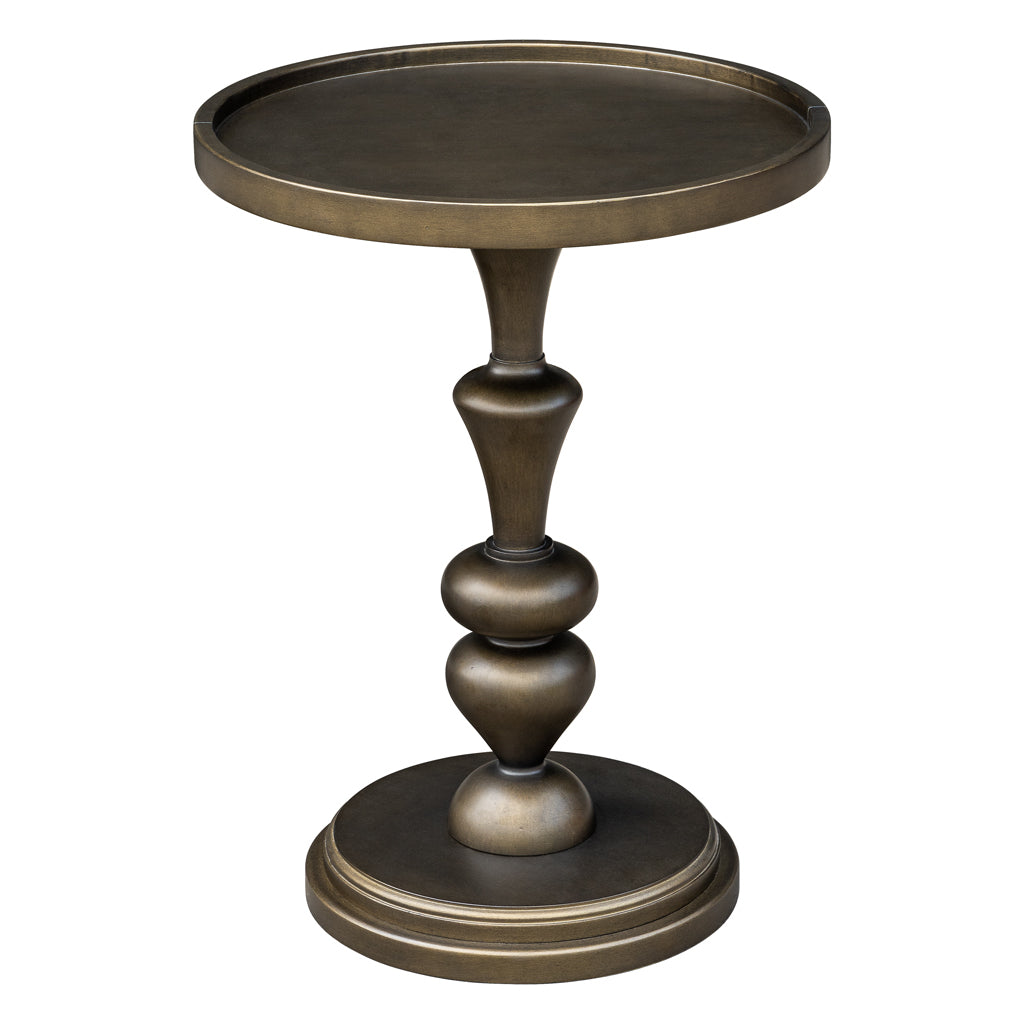 Pedestal Accent Table Bronze Wood