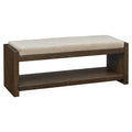 Accent Bench With Lower Shelf Brown Polyester