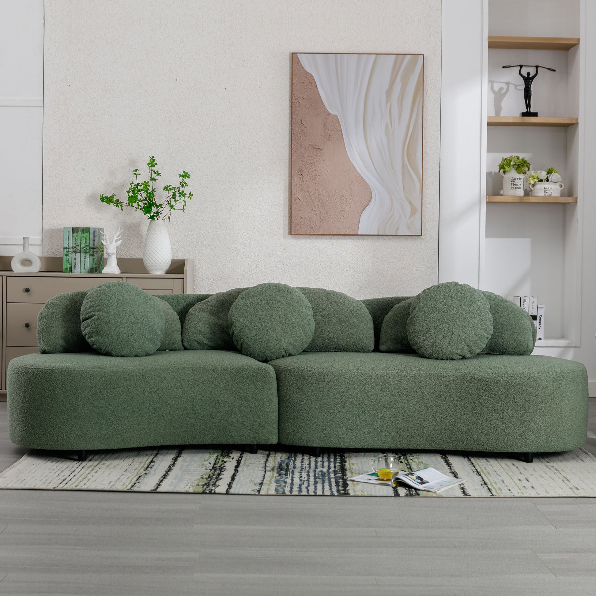 103.9" Modern Living Room Sofa Lamb Velvet Upholstered Couch Furniture For Home Or Office, Green Green Foam 2 Seat