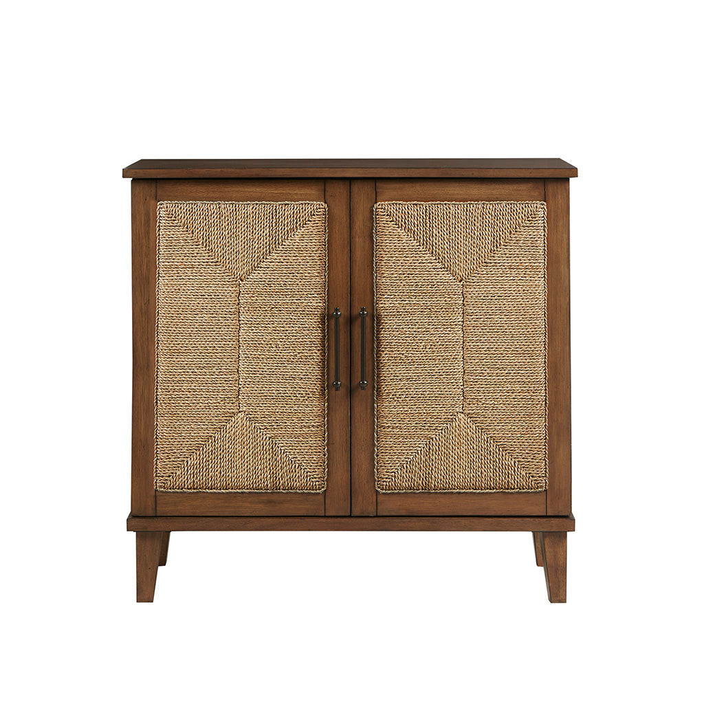 Handcrafted Seagrass 2 Door Accent Chest Natural Wood