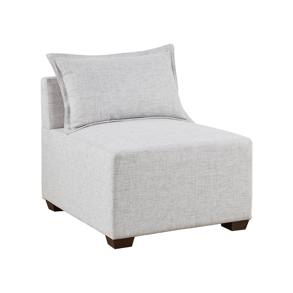 Modular Armless Chair Ivory Polyester