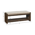 Accent Bench With Lower Shelf Brown Polyester