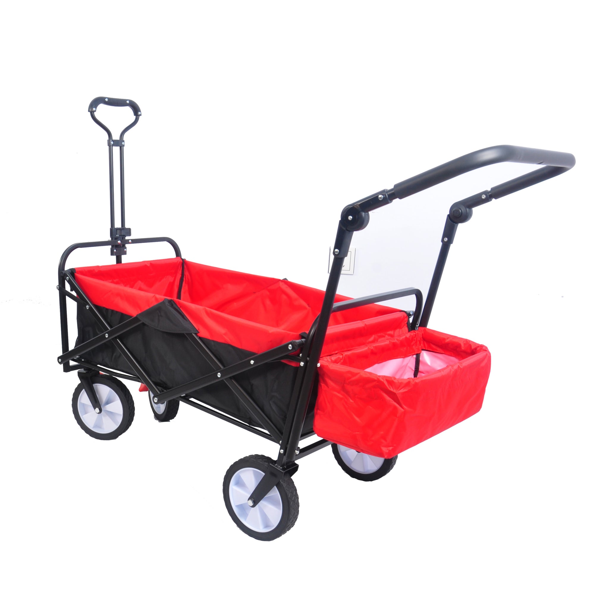 folding wagon Collapsible Outdoor Utility Wagon, Heavy black+red-abs+rubber+steel (q235)