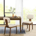 Armless Upholstered Dining Chair Set Of 2 Tan Polyester