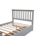 Full Size Wood Platform Bed With Two Drawers And Wooden Slat Support,Gray Natrual Gray Wood