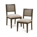 Armless Dining Chair Set Of 2 Brown Polyester