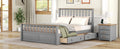 Queen Size Wood Platform Bed With Two Drawers And Wooden Slat Support,Gray Natrual Gray Wood