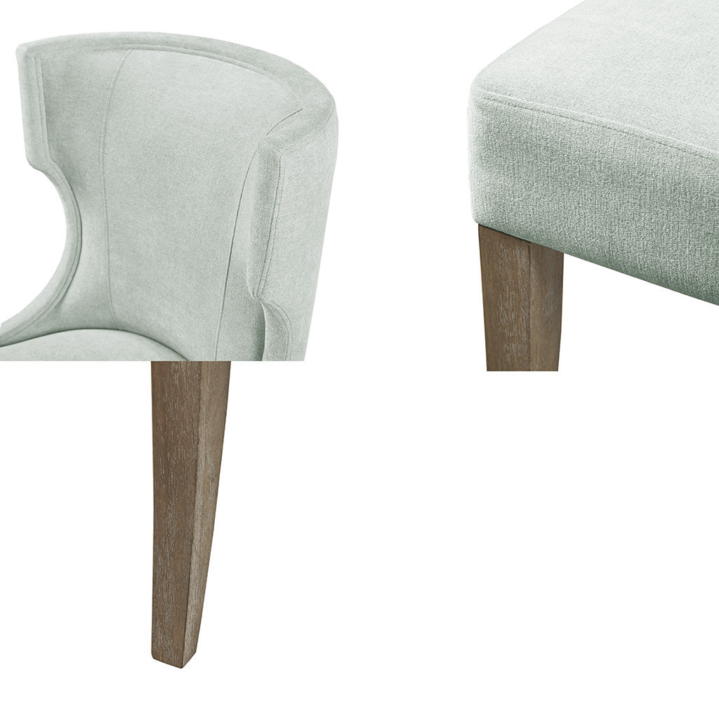 Upholstered Wingback Dining Chair Light Sage Green Polyester