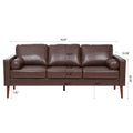 Small Sofa Couch 76.97 In . Brown 3 Seat Comfy Couches For Living Room, Mid Century Modern Couch With Iron Wood Structuresoft Cushion Sofa For Home Office Apartment Brown Foam Pu