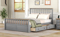 Queen Size Wood Platform Bed With Two Drawers And Wooden Slat Support,Gray Natrual Gray Wood