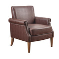 Faux Leather Accent Arm Chair Brown Polyester