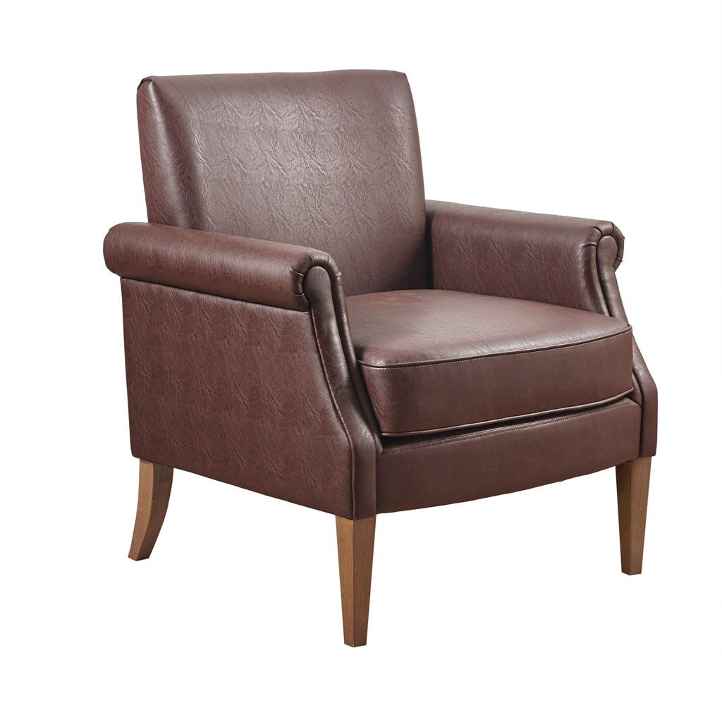 Faux Leather Accent Arm Chair Brown Polyester