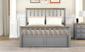 Full Size Wood Platform Bed With Two Drawers And Wooden Slat Support,Gray Natrual Gray Wood