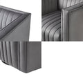 Channel Tufted Swivel Armchair Gray Polyester