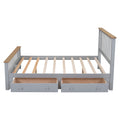 Queen Size Wood Platform Bed With Two Drawers And Wooden Slat Support,Gray Natrual Gray Wood