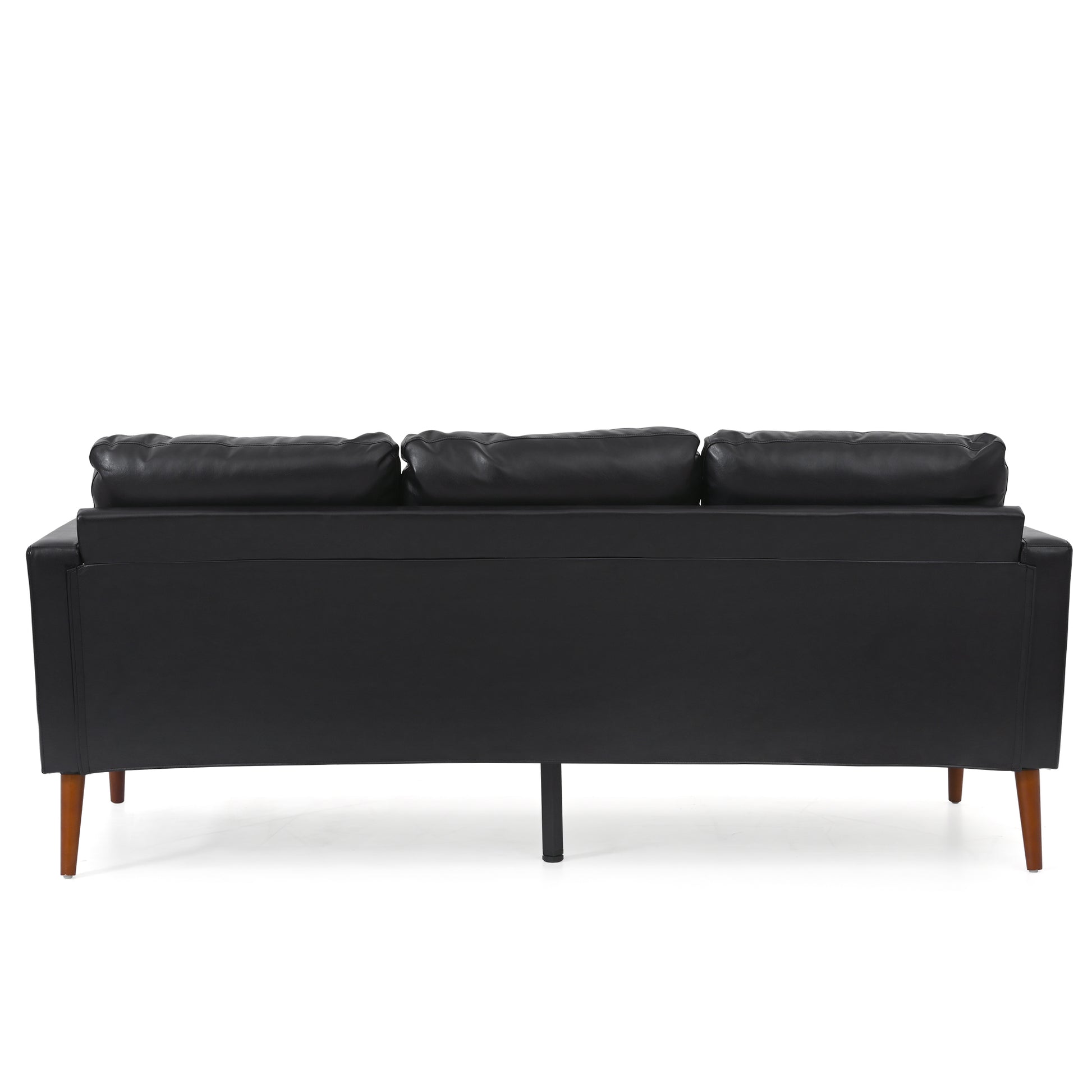 Small Sofa Couch 76.97 In . Black 3 Seat Comfy Couches For Living Room, Mid Century Modern Couch With Iron Wood Structuresoft Cushion Sofa For Home Office Apartment Black Foam Pu