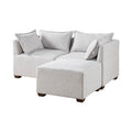 Modular Ottoman Ivory Polyester