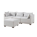 Modular Ottoman Ivory Polyester