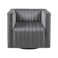 Channel Tufted Swivel Armchair Gray Polyester
