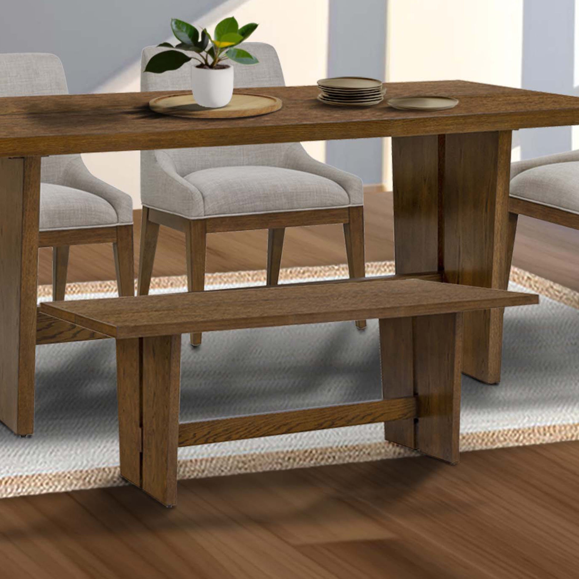 Dining Bench Brown Wood