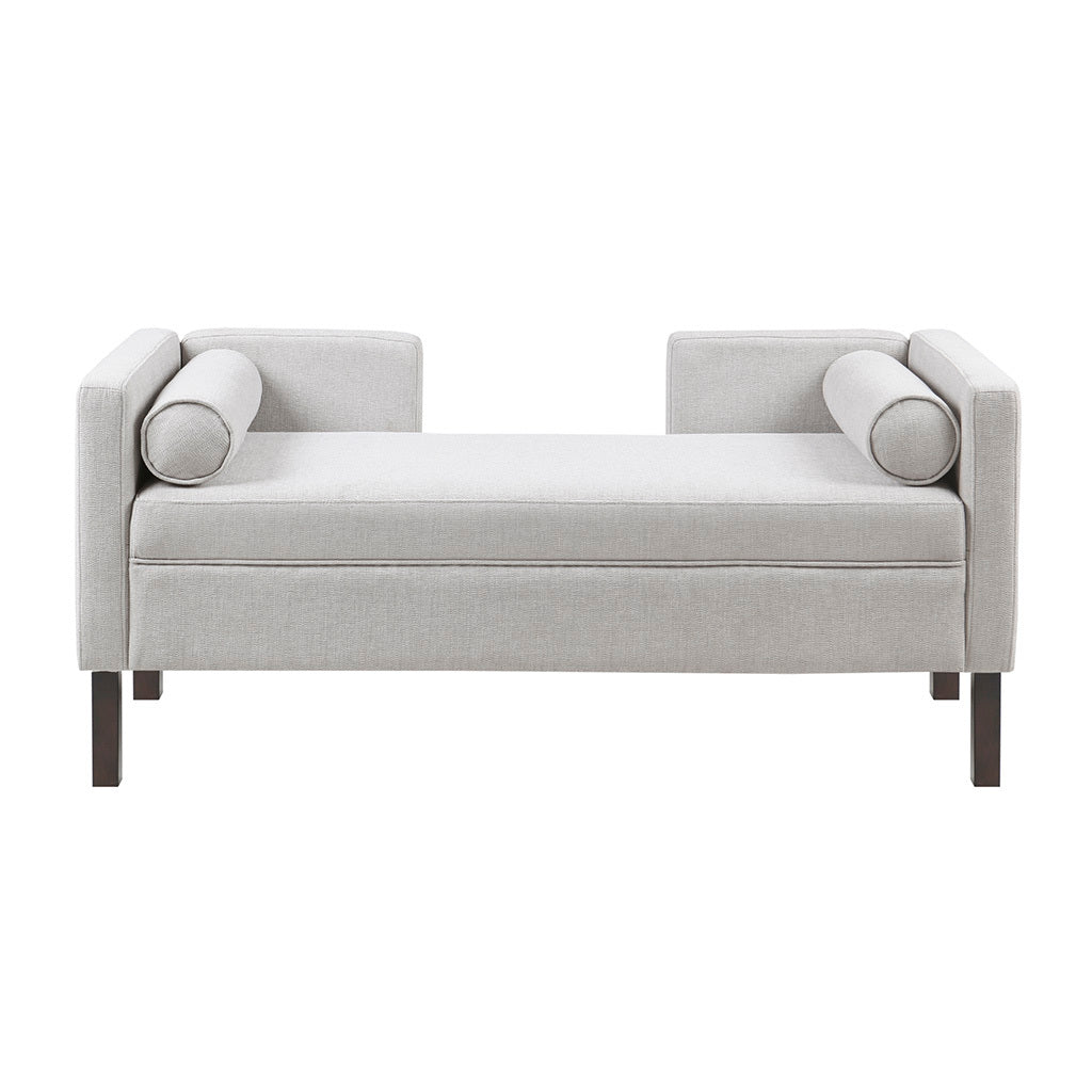 Upholstered Accent Bench Gray Polyester