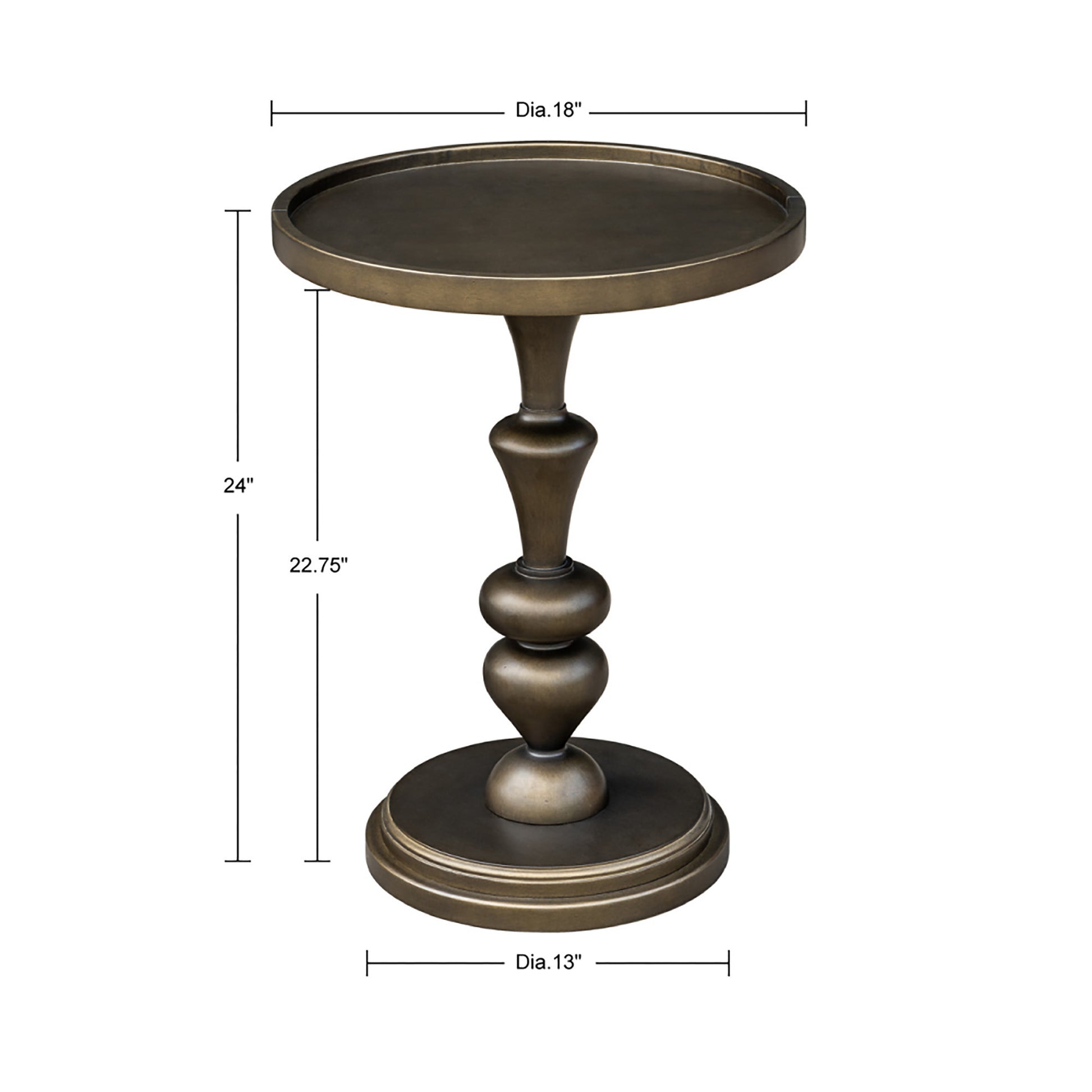 Pedestal Accent Table Bronze Wood