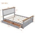 Queen Size Wood Platform Bed With Two Drawers And Wooden Slat Support,Gray Natrual Gray Wood
