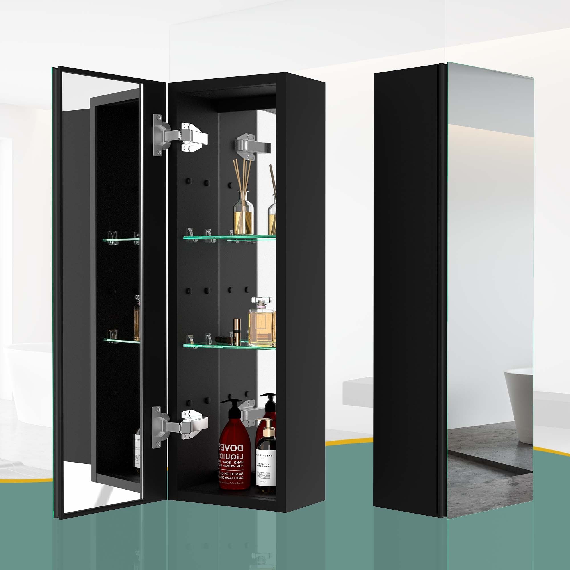 30x10 inch Medicine Cabinets Aluminum Bathroom black-modern-aluminium