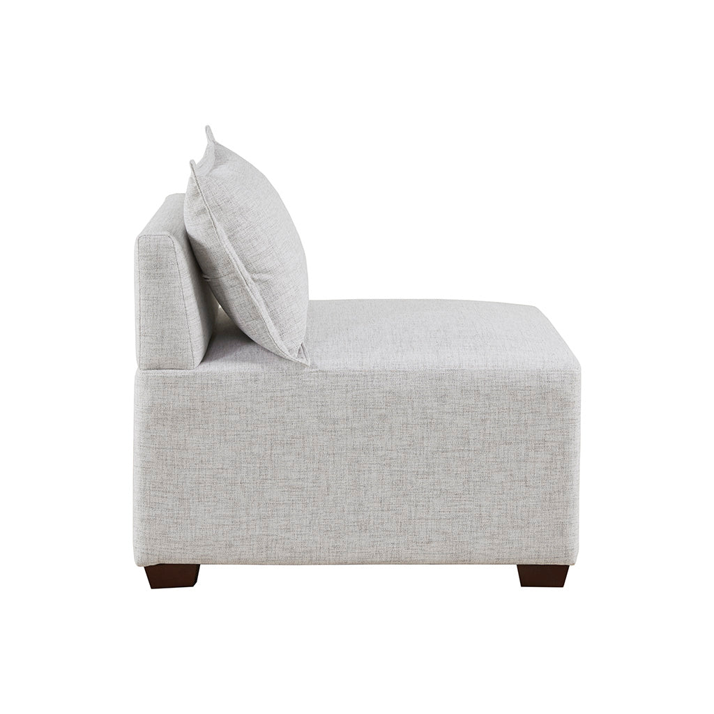 Modular Armless Chair Ivory Polyester