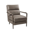 Faux Leather Channel Accent Armchair Brown Polyester