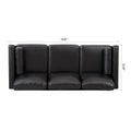 Small Sofa Couch 76.97 In . Black 3 Seat Comfy Couches For Living Room, Mid Century Modern Couch With Iron Wood Structuresoft Cushion Sofa For Home Office Apartment Black Foam Pu