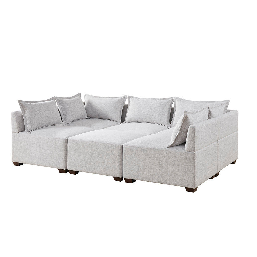 Modular Ottoman Ivory Polyester