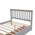 Queen Size Wood Platform Bed With Two Drawers And Wooden Slat Support,Gray Natrual Gray Wood